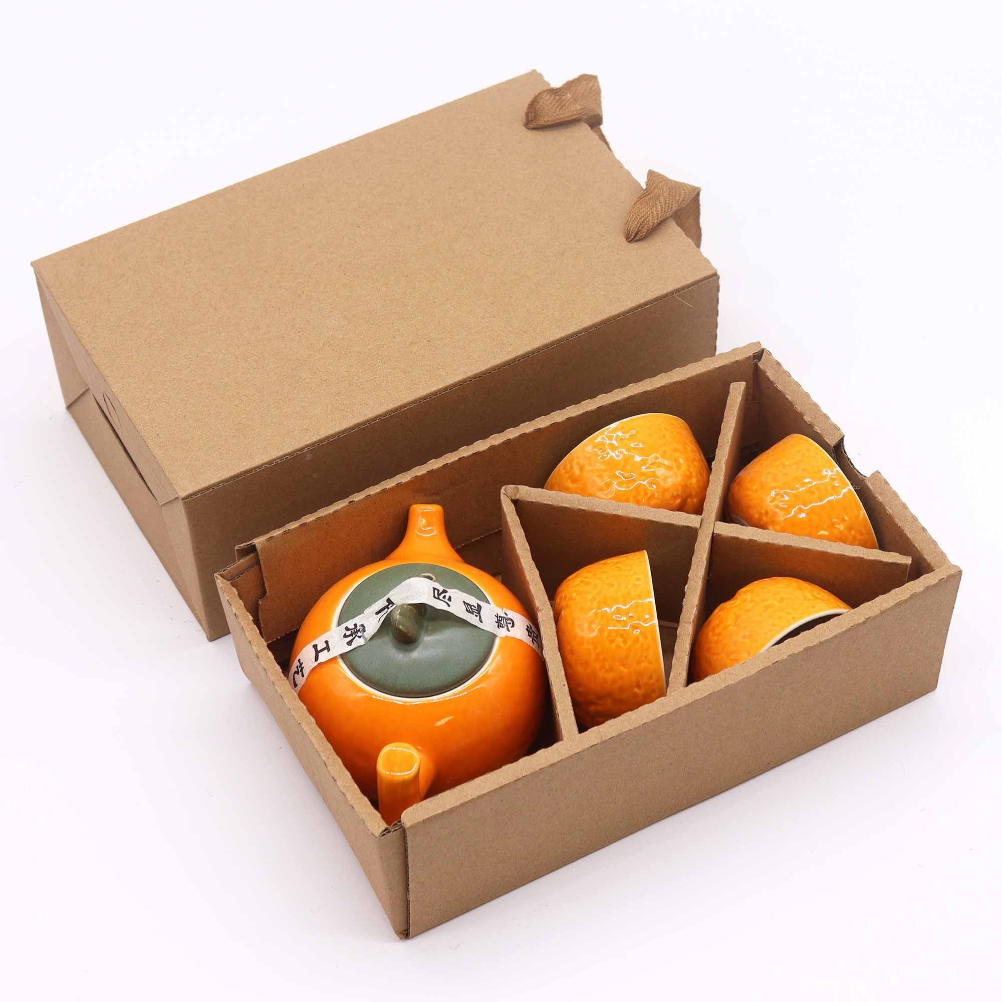 Set de Tetera - Naranja - Tetera & Cuatro tazas