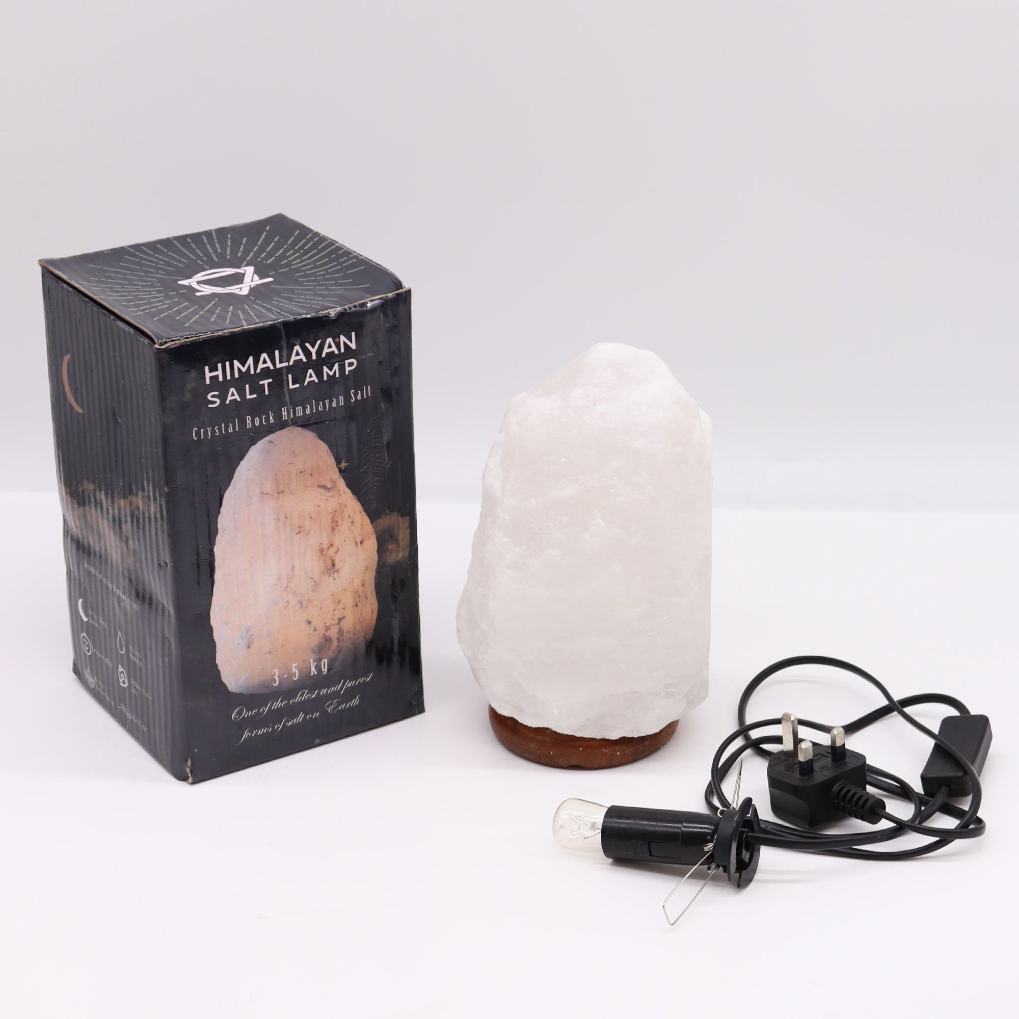 Lámpara de Sal del Himalaya de Cristal de Roca - & Base apx 3-5kg