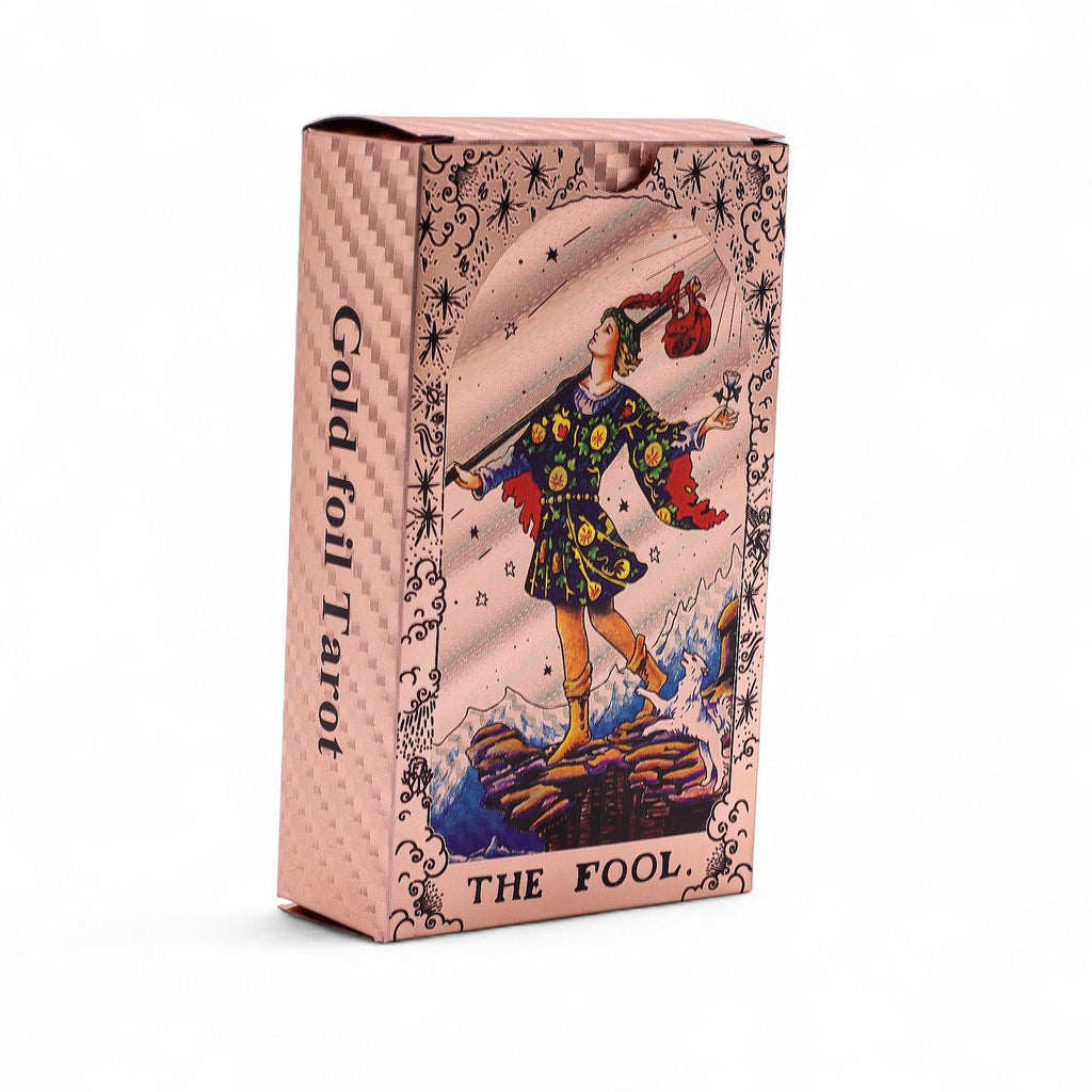 Set de cartas de Tarot con foil en oro rosa - Fase lunar - con folleto