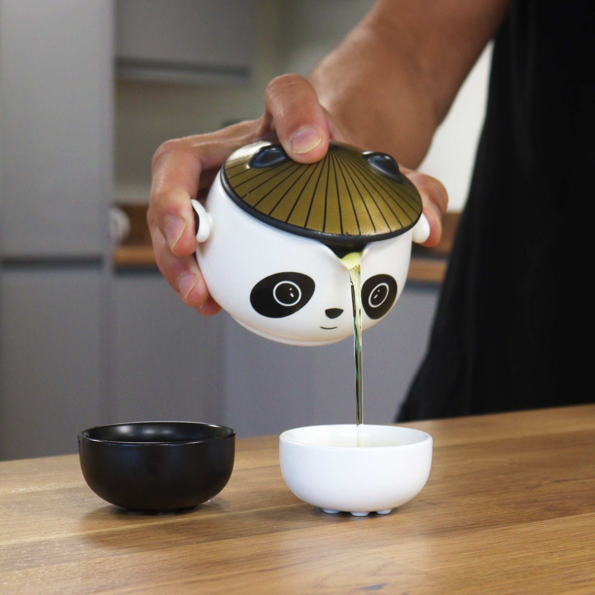 Set de tetera-Panda - Dos tazas & Estuche de viaje