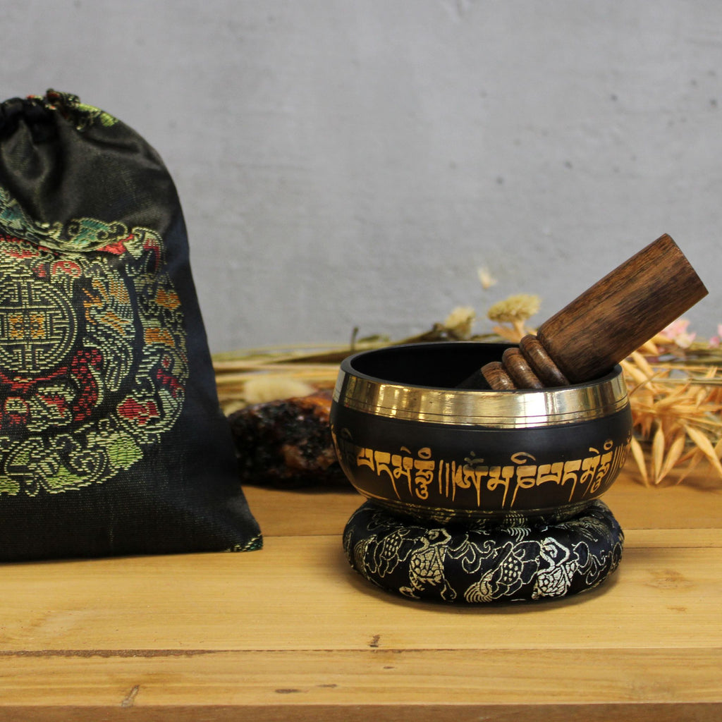 Juego de cuenco tibetano de flor de loto