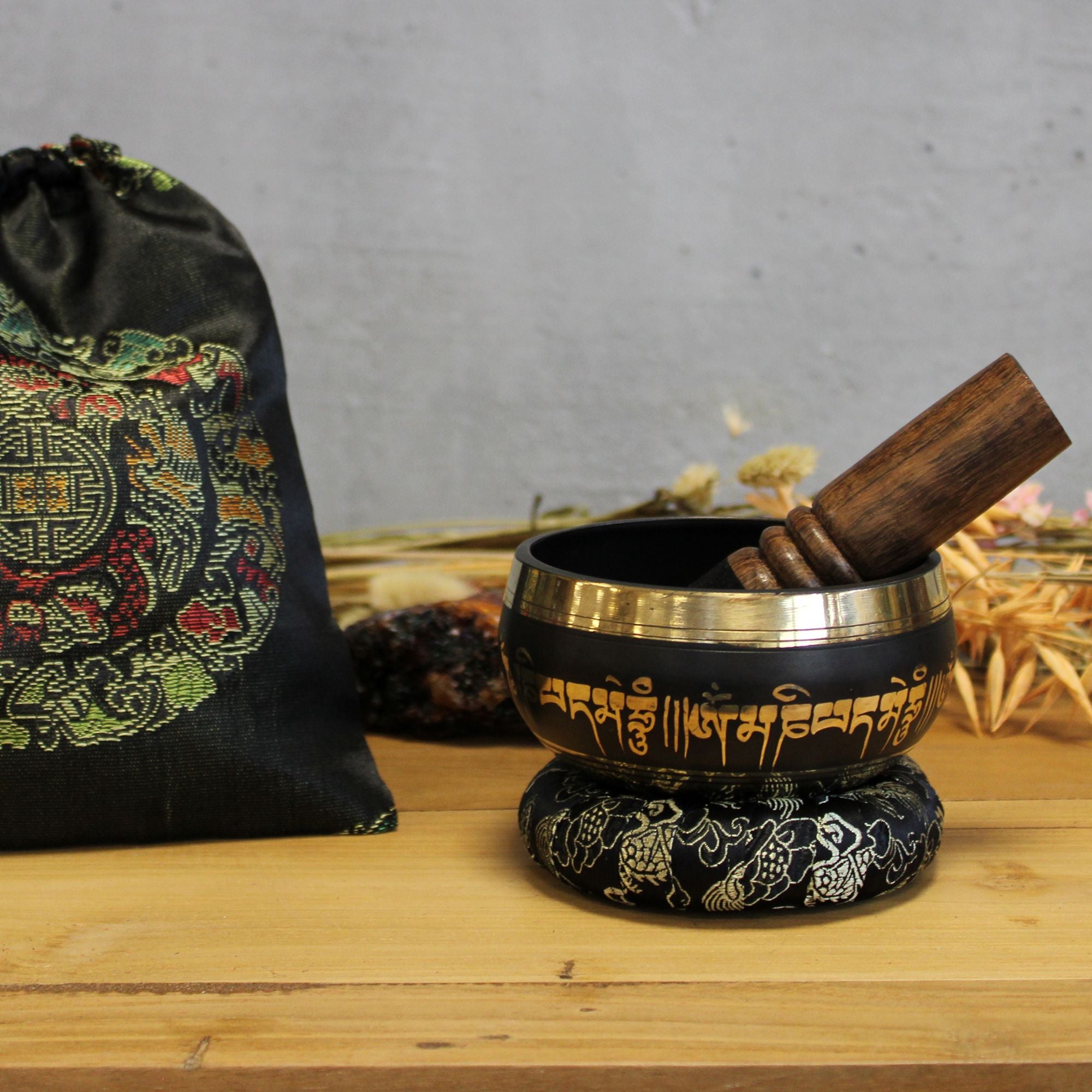 Juego de cuenco tibetano de flor de loto