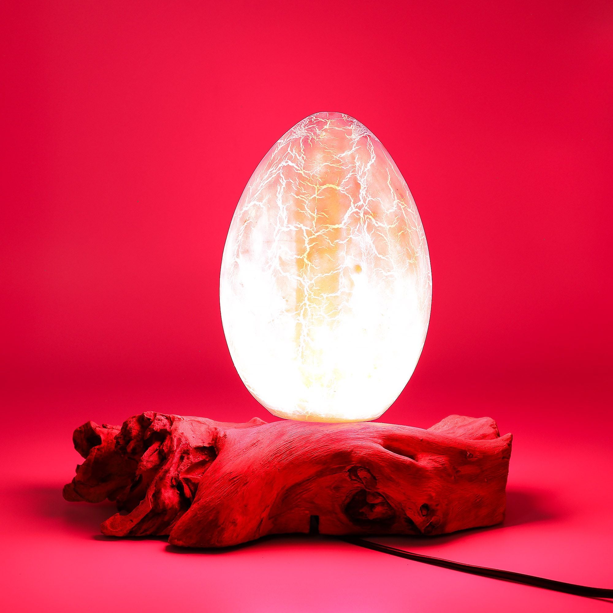 Lámpara de Mesa con Pantalla Huevo de Fuego Craquelado – Naranja