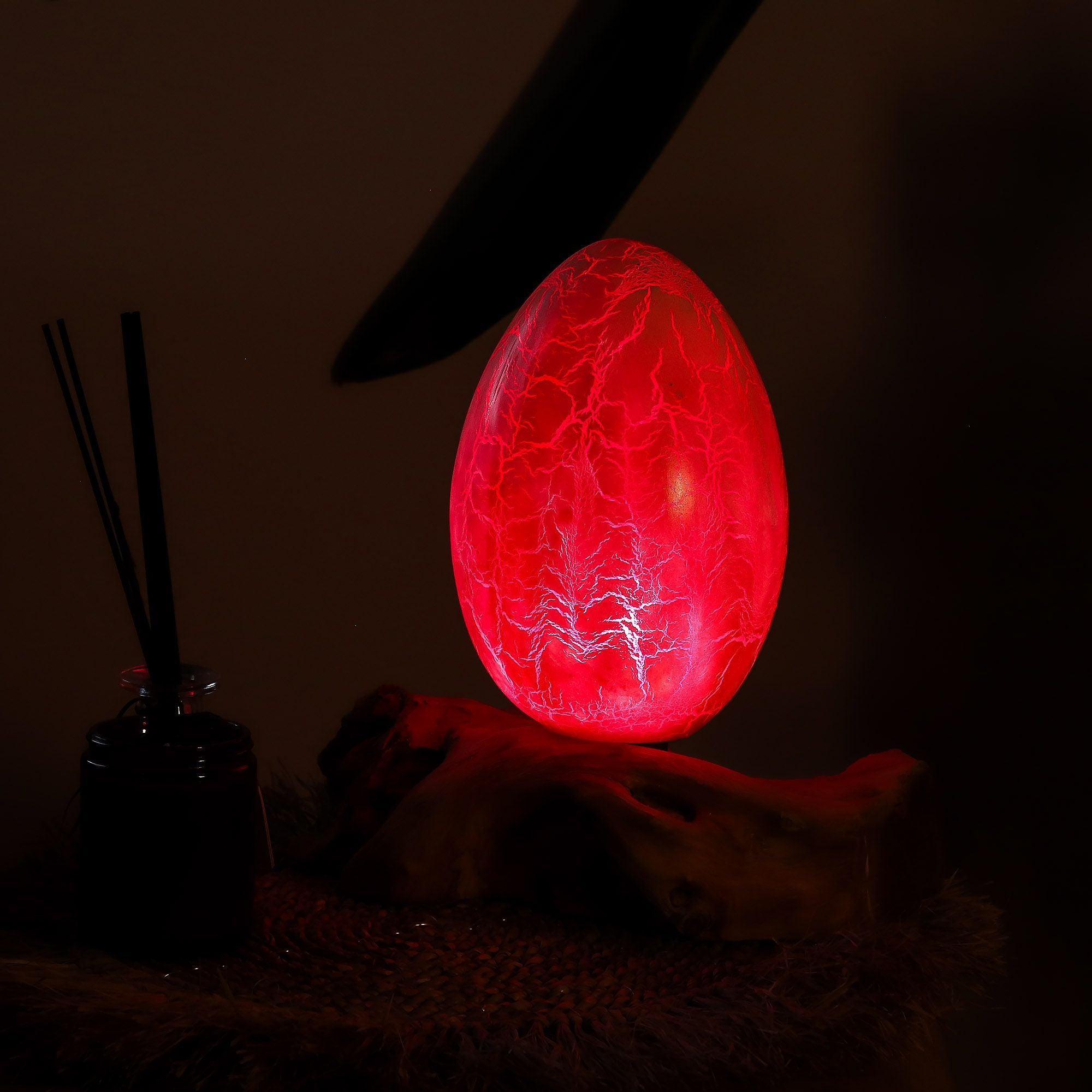 Lámpara de Mesa con Pantalla Huevo de Fuego Craquelado – Naranja