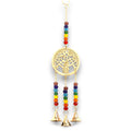 Campanas Indias - Árbol de la Vida de Latón con Cuentas de Chakra - 3 Campanas - 6.5x31cm